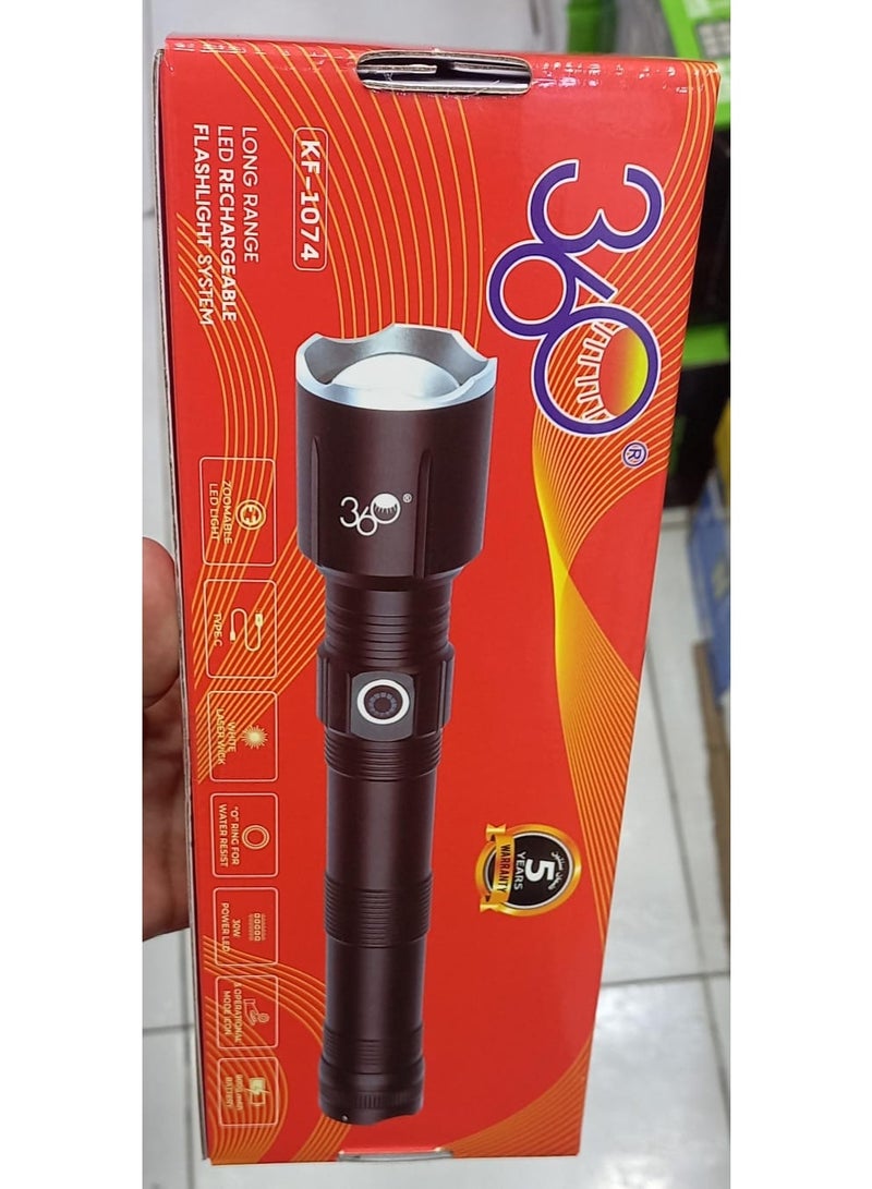 Professional Aluminum Alloy Type-C Rechargeable Long Range High Power Torche